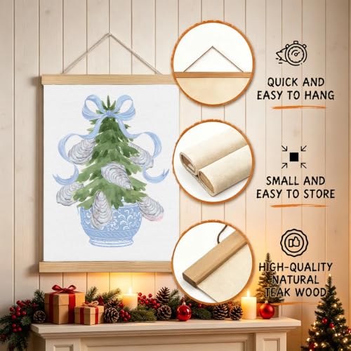 Blue Chinoiserie Oyster Wall Hanging Decor Christmas Tree 12x16 Inch - Variation of THIS listing