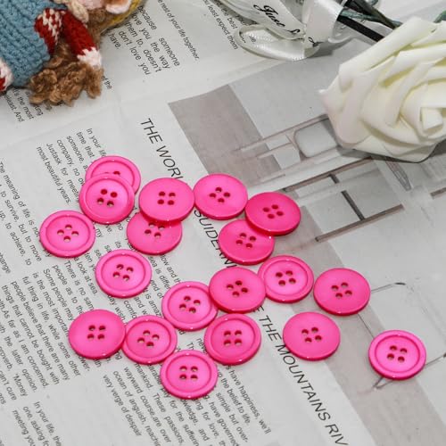Lilaly 50 PCS 5/8" Rose Red Resin Sewing Buttons - 4 Holes