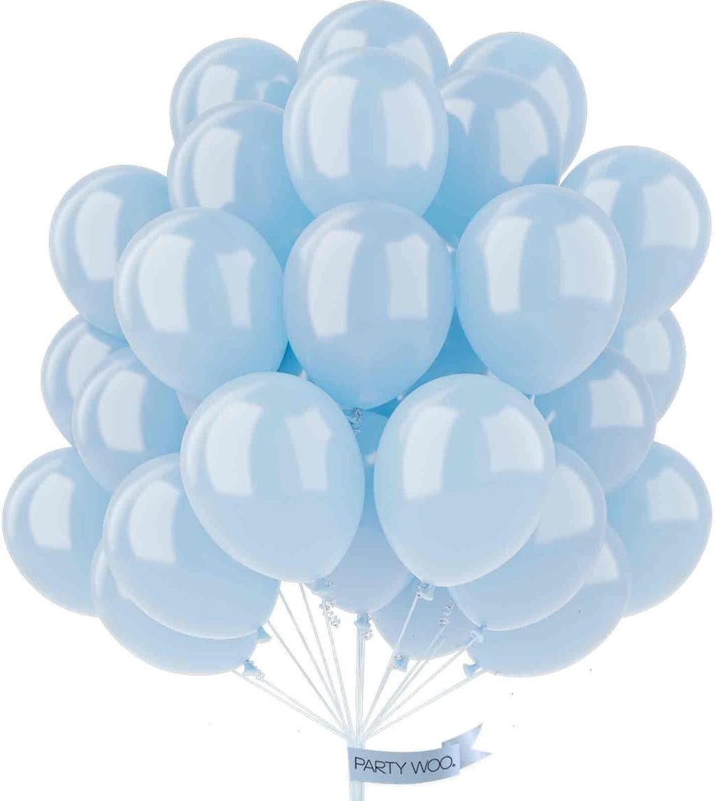 PartyWoo Sky Blue Balloons - 50 Pcs 12 Inch Pearl Light Blue for Graduation & Baby Showers