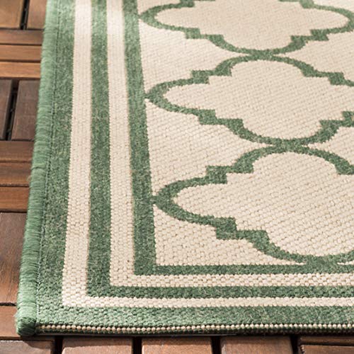 SAFAVIEH Washable Rug Outdoor Beach House Collection - 2'2" x 6' Runner, Cream & Green, Non-Shedding & Easy to Clean, Ideal for Patio, Backyard, Mudroom (BHS121W)