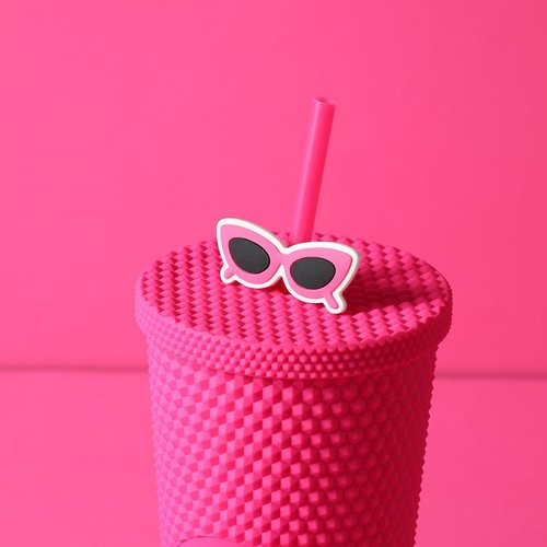 MINISO Barbie Travel Tumbler 24 oz Studded Cup with Lid and Straw Vacuum Insulated Water Bottle Holder Compatible BPA-Free Fashionable Plastic Cup for girls and kids| Car School Home Party Pink