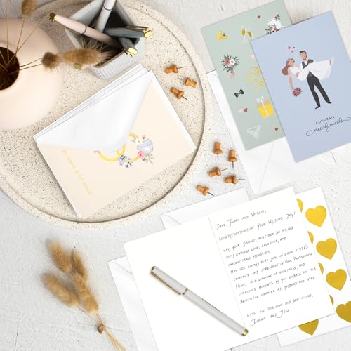 Elegant Wedding Card Set of 10 with Envelopes & Stickers