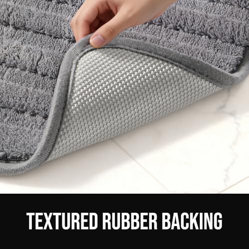 GORILLA GRIP 40x24 Gray Memory Foam Bath Mat with Textured Backing