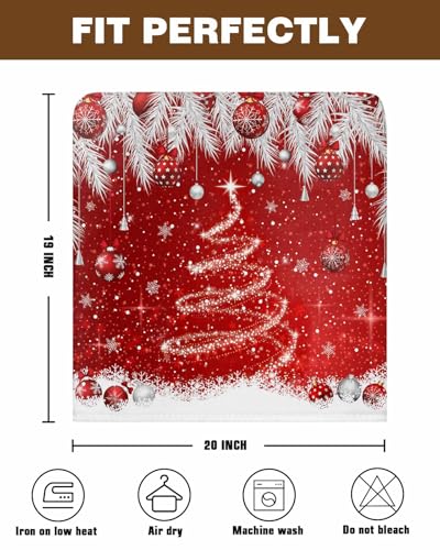 6PCS Christmas Chair Covers Set - Red Sparkle Ornaments, Slipcover for Dining Chairs
