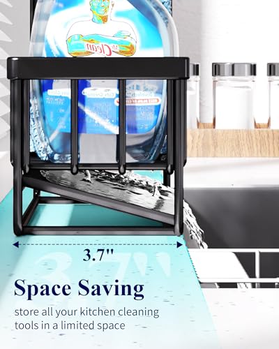 Kitsure Stainless Steel Kitchen Sink Caddy with Drip Tray, Black, 7.9-inch