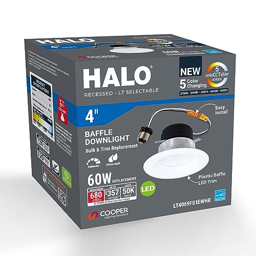 HALO LT 4 Inch Dimmable LED Recessed Light Fixture, 5 CCT
