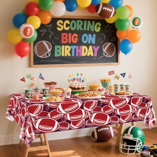 Football Tablecloths for Birthday Party - 4 Pack, 51 x 86 Inch