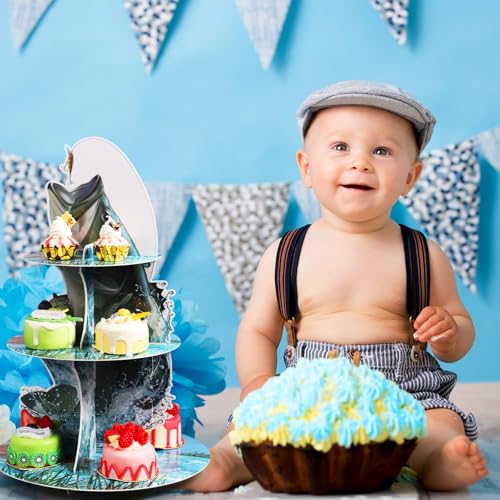 3-Tier Fishing Themed Cupcake Stand - Decorative Cardboard Party Tower