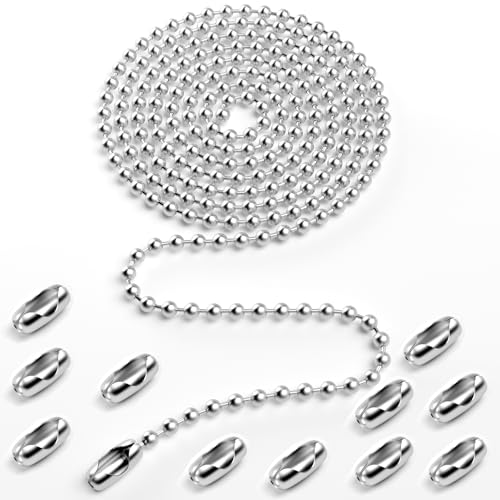 Aceple 120-Inch Ceiling Fan Pull Chain Extension with 12 Connectors, Silver