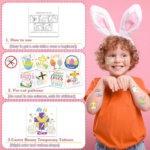 HOWAF 80Pcs Religious Easter Temporary Tattoos Christian Bible Stickers