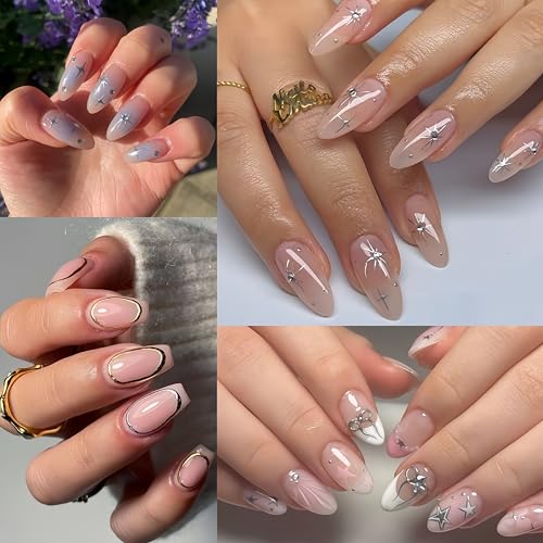 SHUXILIN 8 Sheets Star Nail Art Stickers 3D Laser Bow Decals