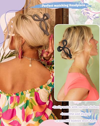 CHLINS 4-Pack Extra Large Bow Hair Claw Clips for Thick Hair, 5.1"