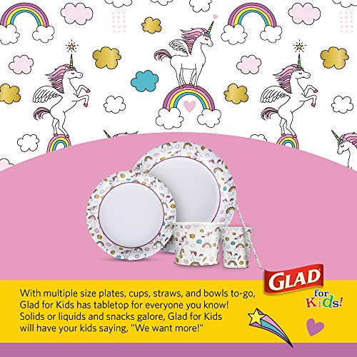 Glad for Kids Unicorn Disposable Paper Plates, 8.5 Inch, 120 Count