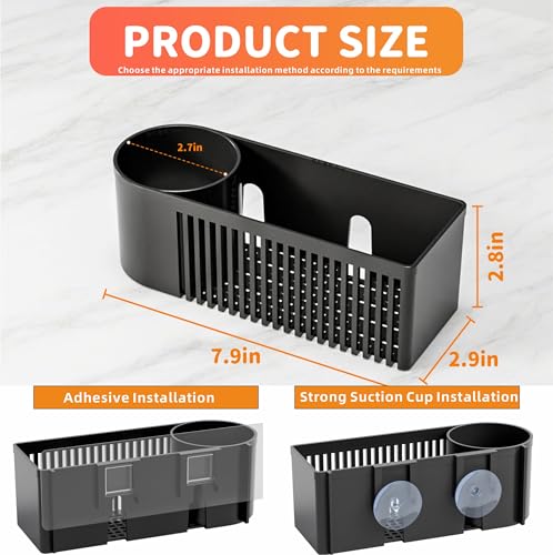 SuoXing Black Rustproof Sink Sponge Holder with Suction Cup