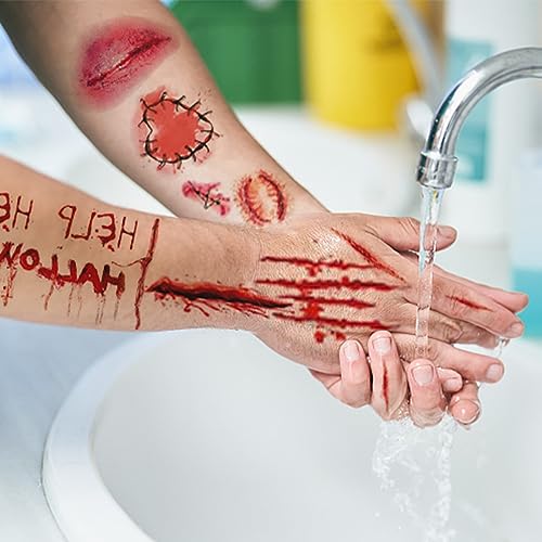 Fake Scar Temporary Tattoos - 265 Pcs Realistic Wound Stickers for Halloween