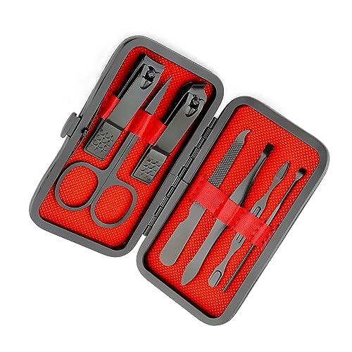 8-in-1 Stainless Steel Manicure Set with Leather Travel Case