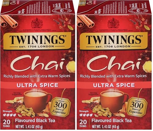 Twinings Ultra Spice Chai Black Tea, 20 Count Tea Bags (Pack of 2)