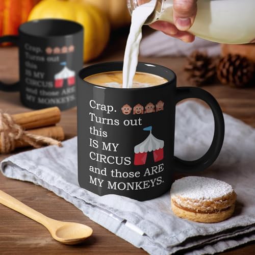 Funny Monkeys Circus Mug - Humorous Office & Parenting Tea Cup Gift