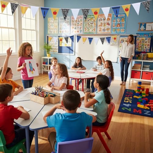 Back to School Pennant Banner - 5 Pack Pre-Strung Classroom Decorations