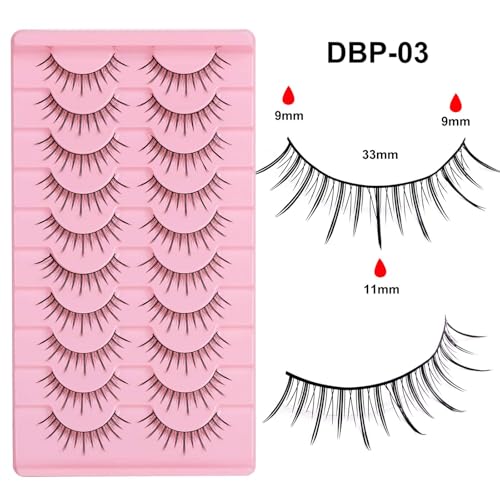 Natural False Eyelashes 10 Pairs Soft Cotton Band Reusable Strip Lashes