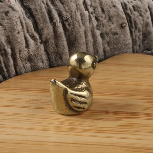 2pc Brass Duck Figurines Set - Golden Desk Decor Statues