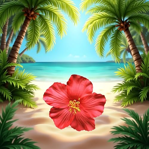 Red Hawaiian Flower Hair Clip Tropical Bohemian Hair Accessory