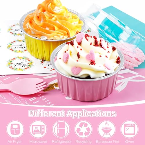 Pink Mini Cake Pans with Lids - 30Pcs Aluminum Foil Baking Set