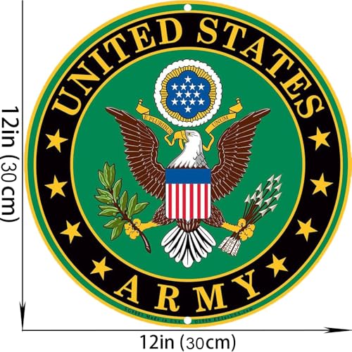 Green United States Army Logo Metal Sign - 12 Inch Round Wall Decor