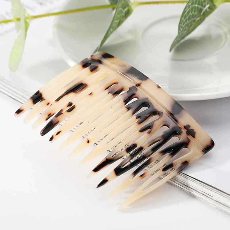 FRCOLOR Acetate Hair Combs 2 Pack - Retro French Side Combs Leopard Print