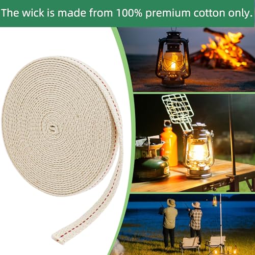 32.8ft Cotton Oil Lamp Wick - 1/2 Inch Replacement for Kerosene & Paraffin Lanterns