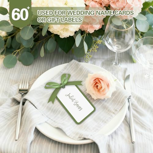 60 Elegant Place Cards with Satin Ribbon for Weddings & Events