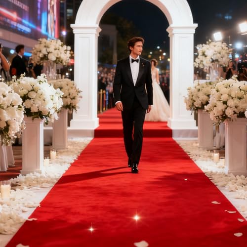 Heavy-Duty Red Carpet Runner 3ft x 20ft Non-Slip Indoor Outdoor Party Event