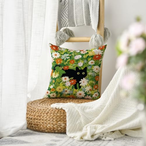 Black Cat Throw Pillow Cover 18x18 - AVOIN Colorlife