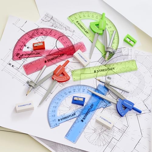 STAEDTLER 6-Piece Student Math Geometry Set with Zippered Pouch
