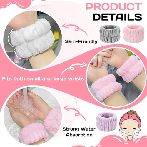 OLLBIT Microfiber Face Washing Wrist Towels 6PCS Absorbent Spa Bands
