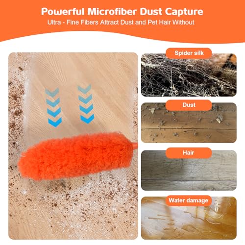 Extendable Microfiber Feather Duster with 30'' to 100'' Pole
