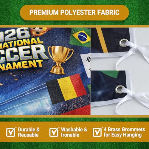 2026 Soccer Party Decorations Set with International Flags Backdrop