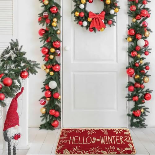 Heirloom Haven Red Christmas Door Mat - 29x17 Inch Welcome Mat