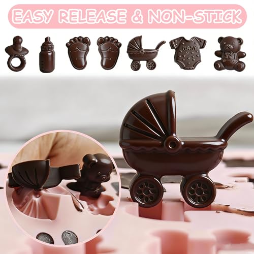 2 Pcs Baby Shower Silicone Molds - Blue & Pink Baby Feet and Bottle Designs