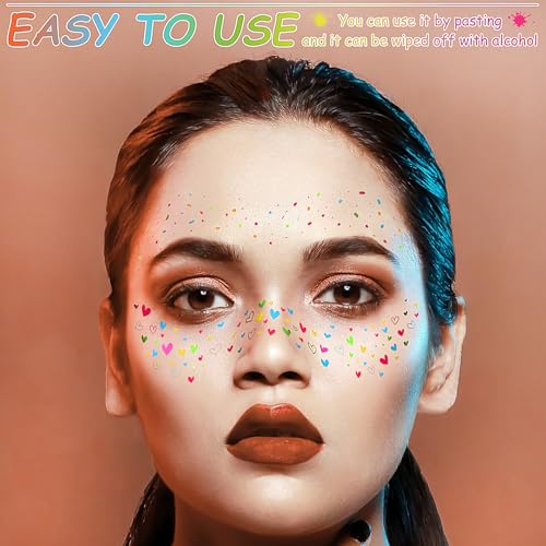 Rainbow Pride Glitter Freckles Face Tattoo 5-Pack