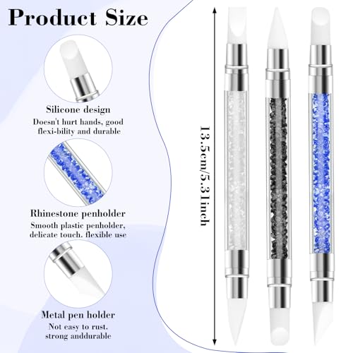 3-Piece Dual-Tipped Silicone Nail Art Brush & Carving Tool Set