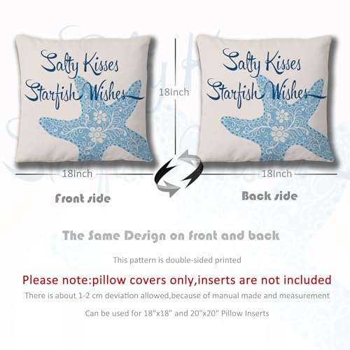 Salty Kisses Starfish Wishes 18x18 Throw Pillow Cover - Summer-02