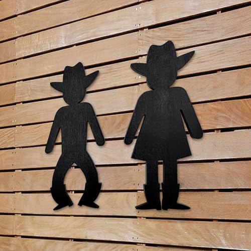 Rustic Western Bathroom Decor Sign - Set of 2 Cowboy Signs