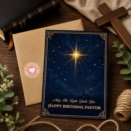 Christian Birthday Card for Pastor | 5x7 Folded Design with Envelope