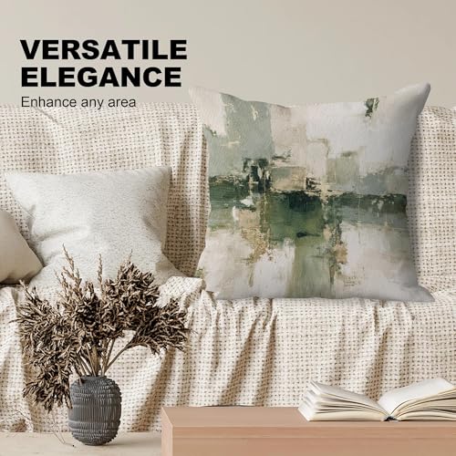 Sage Green Abstract Pillow Cover 18x18 - Colorful-11, Soft Flannelette for Sofa & Bedroom