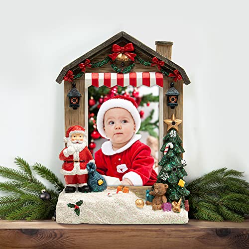 Light Up Santa Claus Christmas Resin Picture Frame - 4x6 Inches