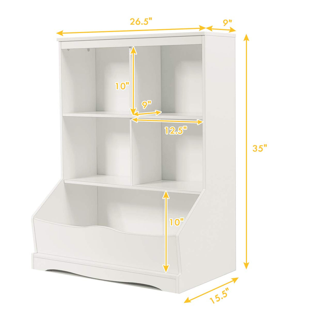 Giantex Storage Cabinet, Cubby Toy Organizer, 3 Shelf 4 Cube Units, Storage Bins Cubbies for Kids' Collections, Kids Bookshelf and Bookcase for Children Playroom Hallway Kindergarten School, White