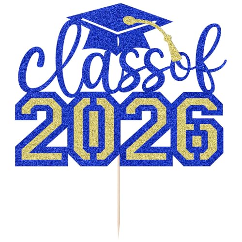 Glitter Class of 2026 Cake Topper - Graduation Party Decoration