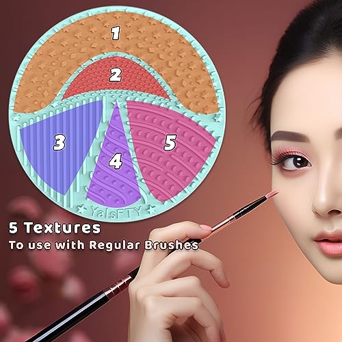 YalsFTY Silicone Makeup Brush Cleaner Mat - 2 Pack Dual-Sided Scrubber Pad