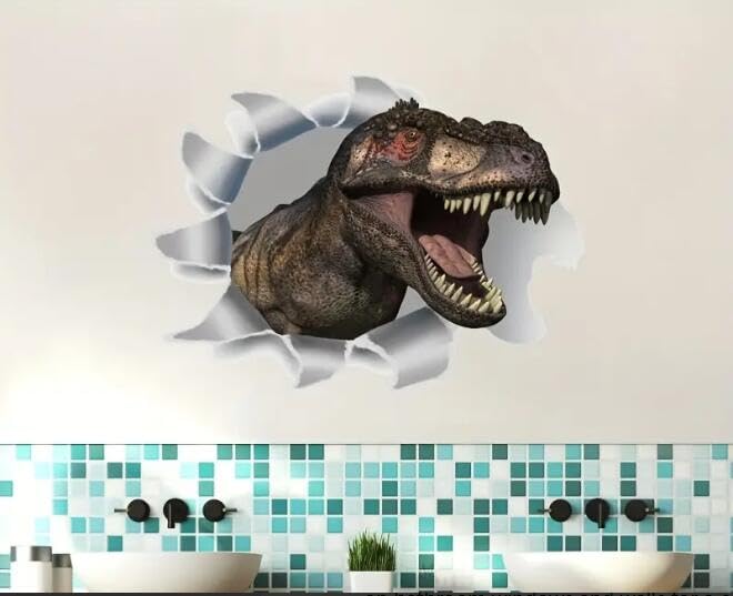 3D Dinosaur Toilet Lid and Tank Decal - Self-Adhesive Bathroom Wall Sticker